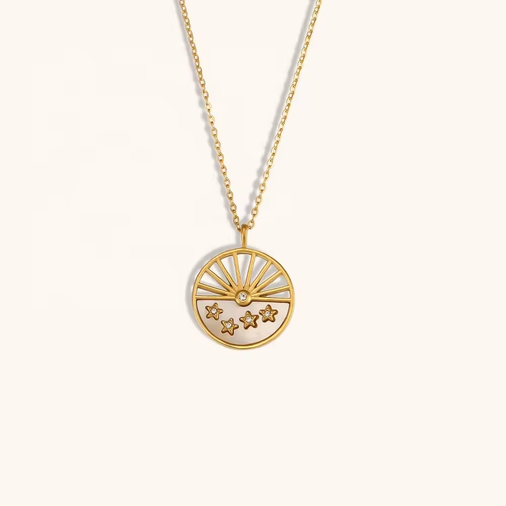 Star Sun Pendant Necklace in 18K Gold Plated 1
