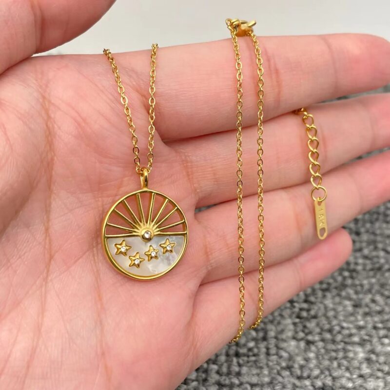 Star Sun Pendant Necklace in 18K Gold Plated 7