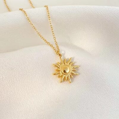 Vortex Sun Pendant Necklace in 18K Gold Plated 1