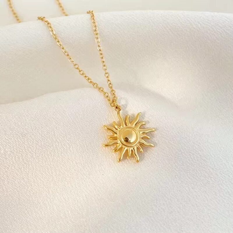 Vortex Sun Pendant Necklace in 18K Gold Plated 1