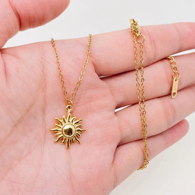 Vortex Sun Pendant Necklace in 18K Gold Plated 6