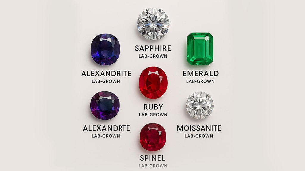 circular layout of gemstones that can be lab grown
